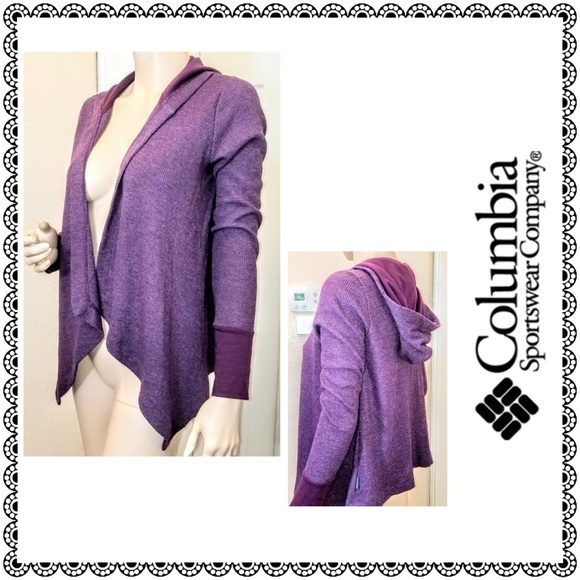 Columbia Tops - {Columbia} purple waffle knit hoodie cardigan sz S